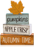 Lineshading 4 Pcs Fall Table Decor for Home, Wooden Maple Leaves Block Sign by Lineshading