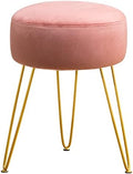 LUE BONA Vanity Stool, Pink Vanity Stools for Makeup Room, Round Ottoman Foot Stool, Velvet Footrest Vanity Chair for Bathroom Vanity, Bedroom, Living Room, Entryway, Offices, 300lbs by LUEBONA