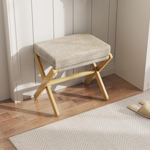 BAMBOOHOMIE Foldable Foot Stool Ottoman, Modern Foot Rest with Bamboo X Legs & Thick Foam Cushion, Folding Foot Stools Small Padded for Bedroom Living Room, Footstool for Chair Couch (Natural - Brown) - Image 6