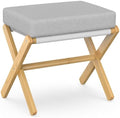 BAMBOOHOMIE Foldable Foot Stool Ottoman, Modern Foot Rest with Bamboo X Legs & Thick Foam Cushion, Folding Foot Stools Small Padded for Bedroom Living Room, Footstool for Chair Couch (Natural - Grey) by BAMBOOHOMIE