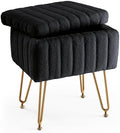OLIXIS Vanity Stool Chair Faux Fur with Storage, Soft Ottoman 4 Metal Legs by OLIXIS