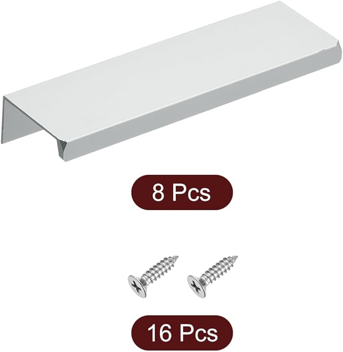 uxcell Cabinet Finger Edge Pull, 8pcs 120mm / 4.72" Aluminum Alloy Back Mount Hidden Cabinet Pulls Concealed Handle for Home Kitchen Drawer Cabinet, Silver