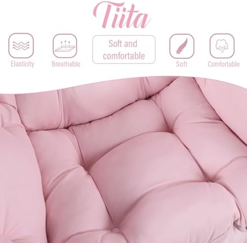 Tiita Lazy Chair with Ottoman, Comfy Reading Accent Chair, Pink - Image 3