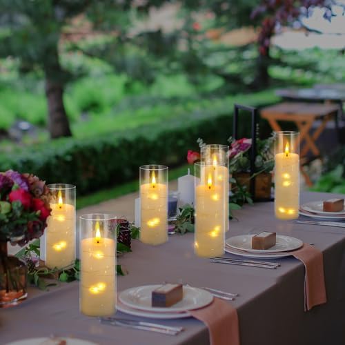 YOROXRG Flickering Flameless Candles Battery Operated with Remote,Led Pillar Candles with Realistic Moving Wick Candles for Halloween,Christmas,Home Decor Pack of 12 (D2.2 xH 5" 6" 7")(White) - Image 4