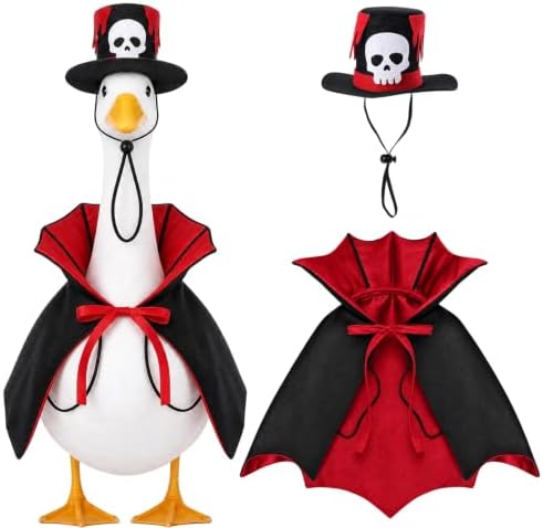Halloween Porch Goose Outfit Vampire Cape Pumpkin‑Skull Party Hat, Red by TAKEALOOKO