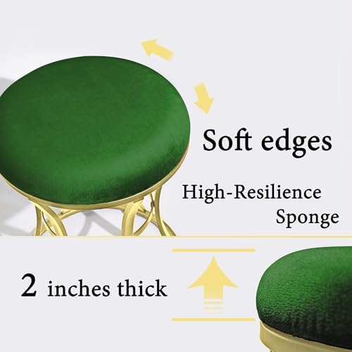 Vanity Chair, Small Velvet Vanity Stool & Ottoman Bench for Bathroom, Dorm - Image 4