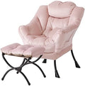 Welnow Lazy Chair with Ottoman, Reading Chair with Footrest, Pink by LifeGetsBetterWithWelnow