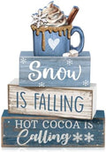 Lineshading 4 Pcs Christmas Table Decor, Blue Winter Wonderland Cocoa Sign by Lineshading