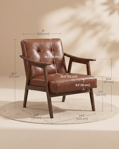 VASAGLE Accent Chair, PU Leather Armchair, Button Tufted, Thick Cushion - Image 2