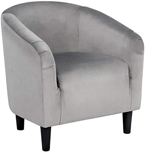 Yaheetech Small 25.5in Wide Velvet Barrel Accent Chair for Bedroom, Gray by Yaheetech