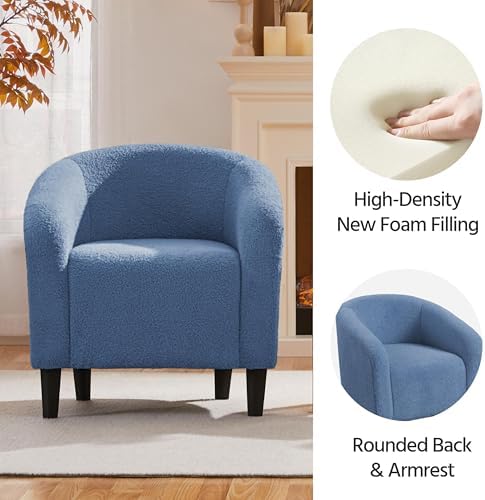Yaheetech Small 25.5in Wide Sherpa Barrel Accent Chair for Bedroom, Blue - Image 6