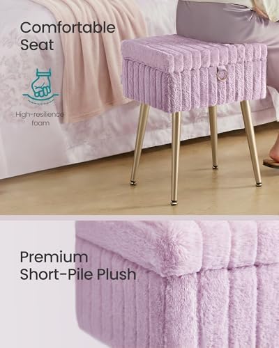 SONGMICS Vanity Stool Chair with Storage, Metal Legs, Max. Load 440 lb - Image 4