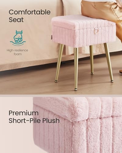 SONGMICS Vanity Stool Chair with Storage, Metal Legs, Max. Load 440 lb - Image 4