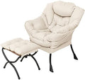 Welnow Lazy Chair with Ottoman, Reading Chair with Footrest, Off‑White by LifeGetsBetterWithWelnow