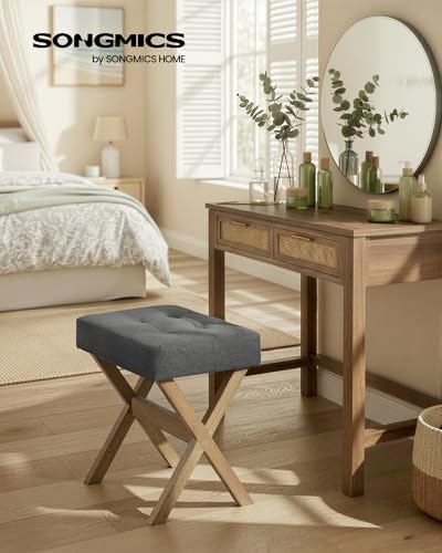SONGMICS Makeup Stool, Padded Vanity Foot Rest, Solid Wood X Legs - Image 3