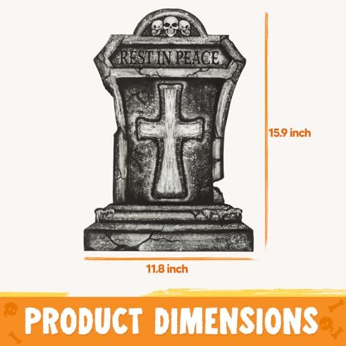 JOYIN 16" 9 Pcs Halloween Tombstones Decorations Outdoor, Graveyard Yard Lawn Plastic Headstones with 18 Metal Stakes for Halloween Cemetery, Indoor Decorations, Prop, Party Decor Supplies - Image 5