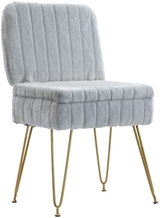 Vanity Chair with Storage | Comfy Ottoman with Folding Back by Manyday