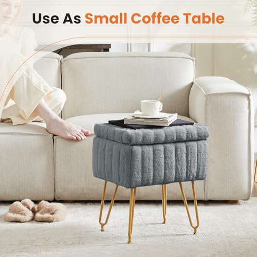 DUMOS Vanity Stool Chair, Ottoman with Storage for Living Room, Bedroom - Image 6