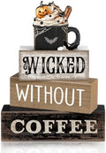 Lineshading 4 Pcs Halloween Coffee Table Decor, Gothic Black Wood Sign Home by Lineshading