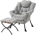 Welnow Lazy Chair with Ottoman, Reading Chair with Footrest,Soft Gray by LifeGetsBetterWithWelnow