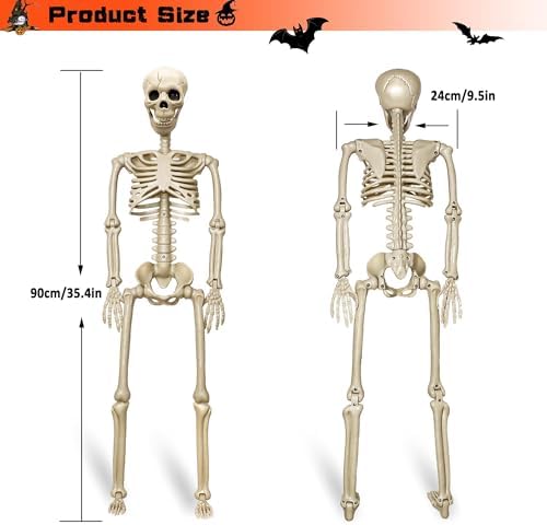 2 Pack 36"Halloween Skeleton - 3 ft Life Size Human Skeleton with Full Body Posable Joints Plastic Skeleton for Halloween Skeletons Decor Yard Patio Lawn Garden Skeleton Props Spooky Party Decoration - Image 6