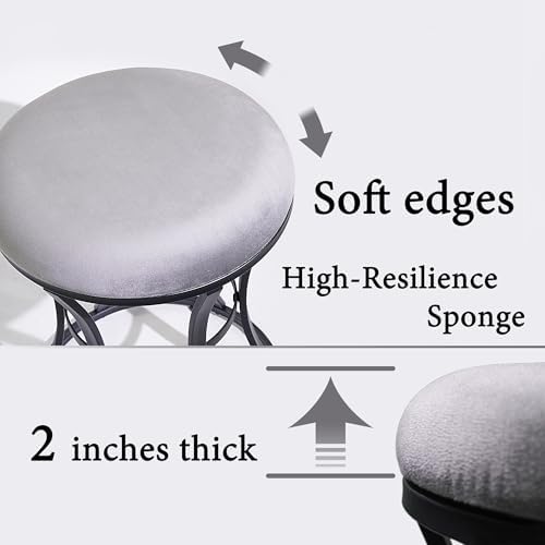 Vanity Chair, Small Velvet Vanity Stool & Ottoman Bench for Bathroom, Dorm - Image 5