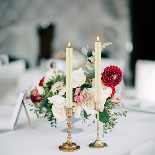 YOROXRG 24 Pack LED Flameless Taper Candles with Timer, Dripless Fake Candlesticks with 3D Flickering Flame, 9.6 Inches White Window Candle for Fireplace Christmas Halloween（Ivory） - Image 5