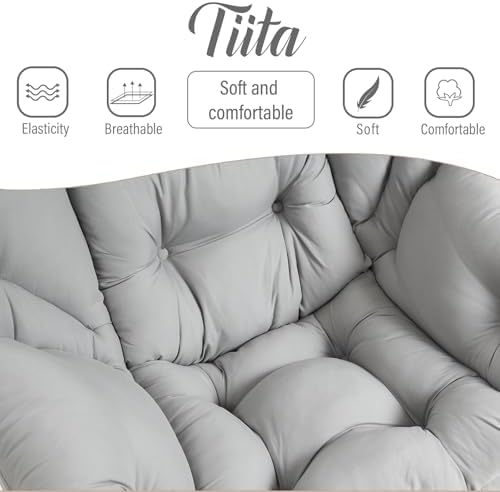 Tiita Lazy Chair with Ottoman, Comfy Reading Accent Chair, Light Grey - Image 3