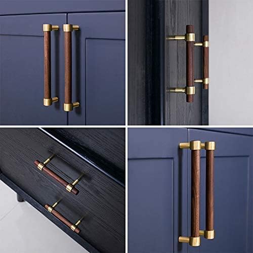 Drawer 6.69"/170mm Pulls Brass Walnut Kitchen Wardrobe Cabinet Hardware Pull Handle with Screw, 2Pcs