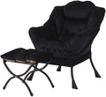 Welnow Lazy Chair with Ottoman, Reading Chair with Footrest, Black by LifeGetsBetterWithWelnow
