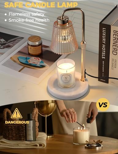 Marble Candle Warmer Lamp White with Cycle Timer, Dimmable Wax Melt Warmer - Image 2