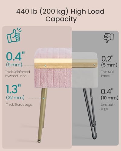 SONGMICS Vanity Stool Chair with Storage, Metal Legs, Max. Load 440 lb - Image 6