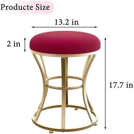 Vanity Chair, Small Velvet Vanity Stool & Ottoman Bench for Bathroom, Dorm - Image 3