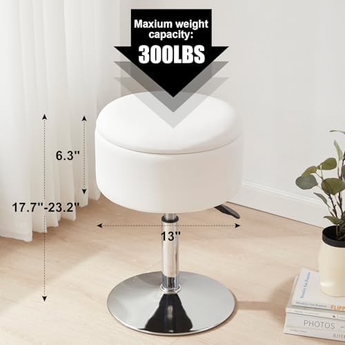 Adjustable Vanity Stool with Storage Swivel Vanity Chair Makeup - Image 2
