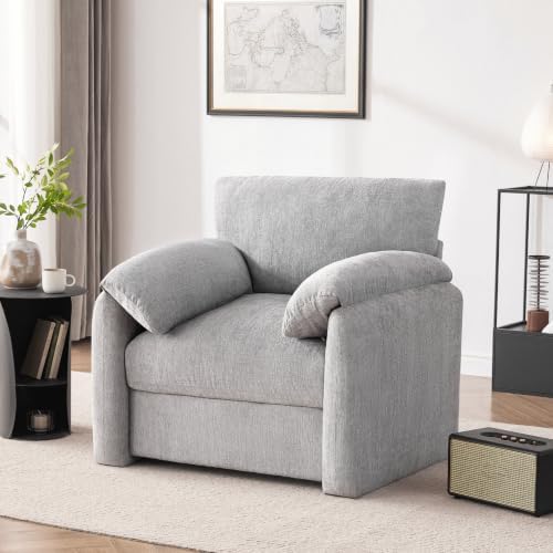 Howjoe Accent Chair for Living Room, Oversized Reading Armchair, LightGray - Image 4