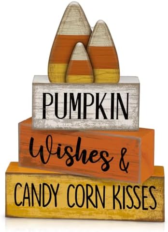 Lineshading 4 Pcs Fall Decoration For Home Wooden Candy Corn Stacked Blocks by Lineshading