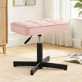 LUE BONA Adjustable Vanity Stool, 15''-19.5'' Foot Rest Under Desk, 360° Swivel Vanity Chair for Makeup Room, Pink Upholstered Faux Leather Ottoman for Bathroom & Living Room, 300lbs by LUEBONA