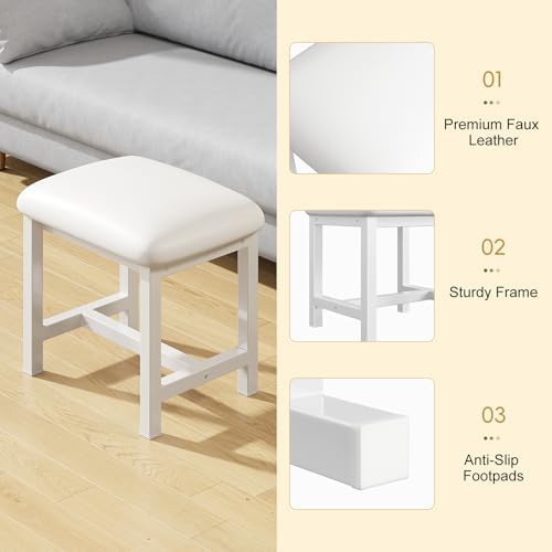 White Vanity Stool, Small Vanity Chair, Makeup Bench Seat for Deak - Image 5
