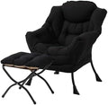 Welnow Lazy Chair with Ottoman, Reading Chair with Footrest,Matte Black by LifeGetsBetterWithWelnow