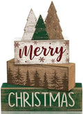 Lineshading 4 Pcs Christmas Table Decor Retro Christmas Tree Centerpiece with Buffalo Plaid Pattern Winter Tiered Tray Decor Rustic Wooden Pine Tree Xmas Decoration for Home Shelf Party Kitchen by Lineshading