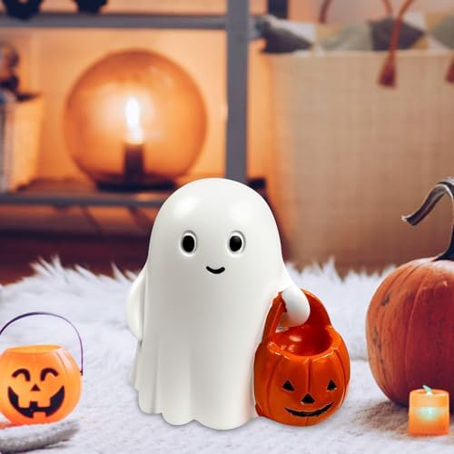 White Decorative Halloween Ghost Figurine (White Pumpkin Ghost) - Image 6