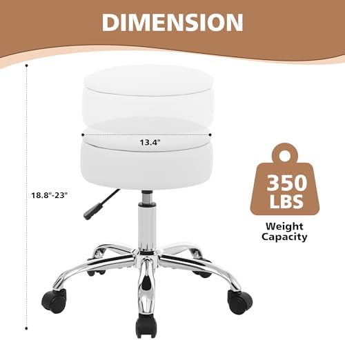 Adjustable Vanity Stool Storage Swivel Rolling Vanity Chair with Wheels - Image 3