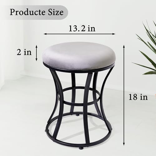 Vanity Chair, Small Velvet Vanity Stool & Ottoman Bench for Bathroom, Dorm - Image 3