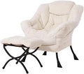 Tiita Lazy Chair with Ottoman, Comfy Reading Accent Chair, Plush Beige by TiitaHome
