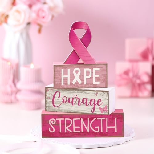 Lineshading 4 Pcs Breast Cancer Awareness Decor Pink Ribbon Table Decor - Image 2