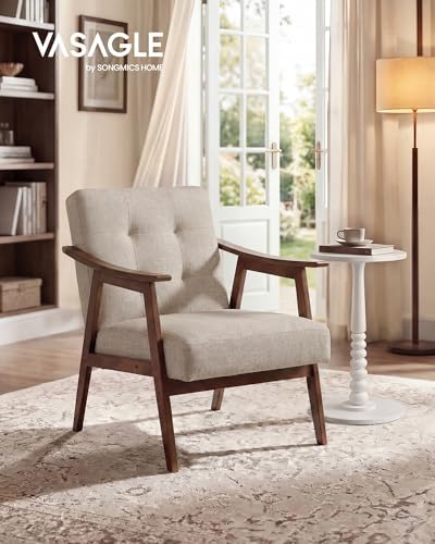 VASAGLE Accent Chair, PU Leather Armchair, Button Tufted, Thick Cushion - Image 3
