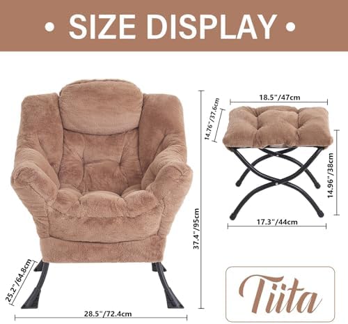 Tiita Modern Large Accent Lounge Chair with Ottoman, Leisure Sofa Armchair with Footrest, Reading Chair for Bedroom, Living Room, Dorm Rooms, Garden and Courtyard - Image 4