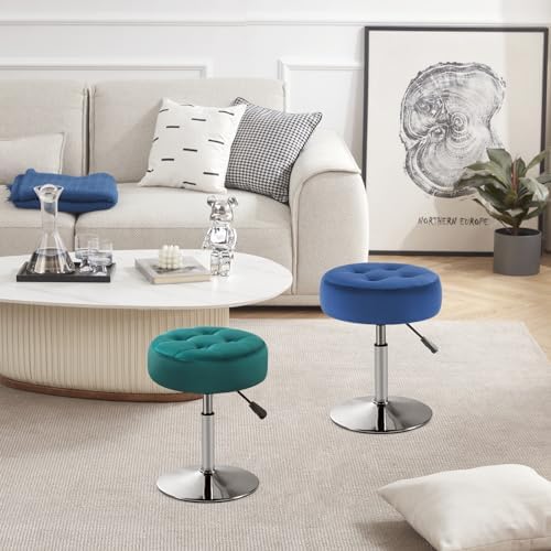 Gitrah Teal Vanity Stool Chair Swivel Adjustable Comfortable Makeup Stool - Image 2