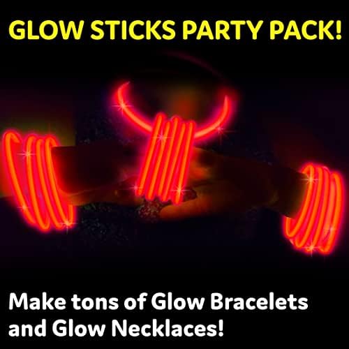 PartySticks Red Glow Sticks - 100pk, 8 Inch Glow in The Dark Light Up Sticks - Party Favors, Decorations, Necklaces and Bracelets with Connectors - Image 4
