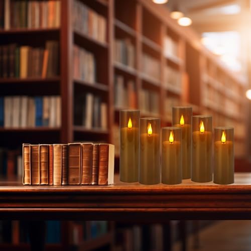 YOROXRG Halloween Decoration Flickering Flameless Candles Battery Operated Timer Led Pillar Candles with Realistic Moving Wick Candles for Home Decor 24 Pack (D2.2 xH 5" 6" 7")(Grey) - Image 6